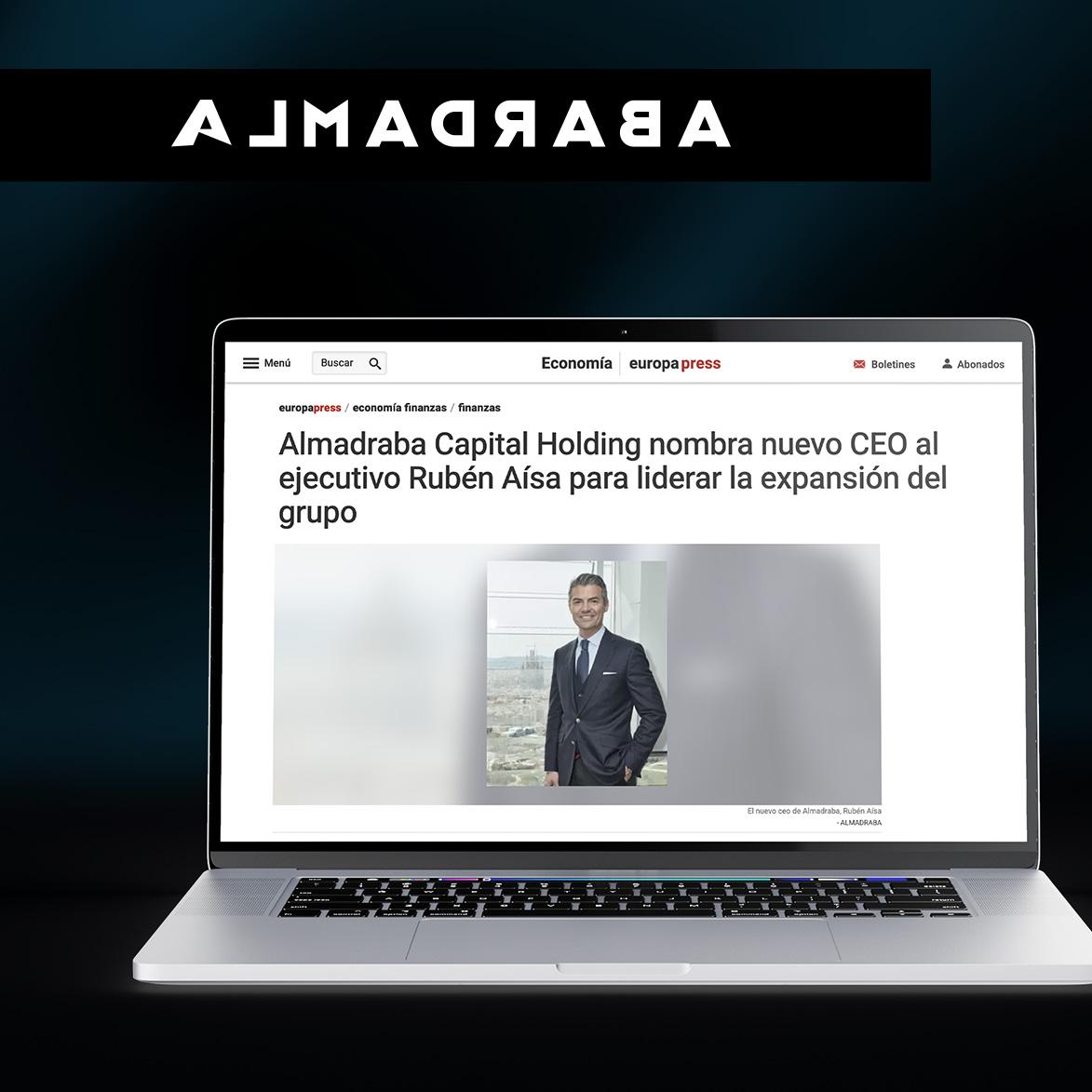 Imagen de la noticia Europa Press: Almadraba Capital Holding nombra nuevo CEO al ejecutivo Rubén Aísa para liderar la expansión del grupo