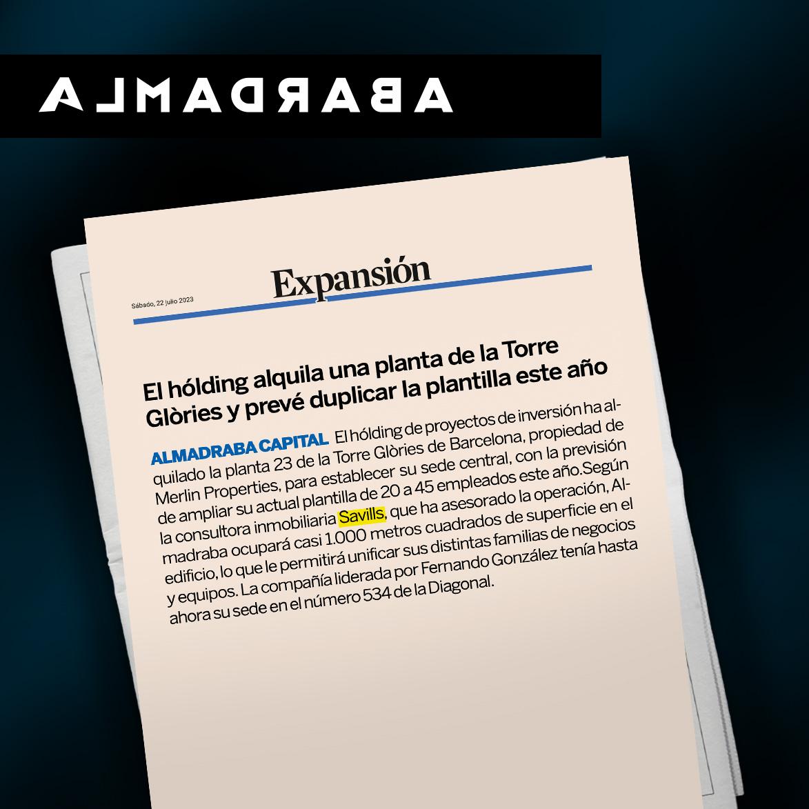 Imagen de la noticia El holding alquila una planta de la Torre Glories y prevé duplicar su plantilla este año